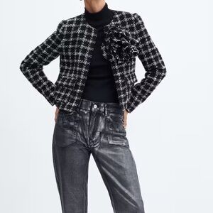 Maxi floral tweed jacket